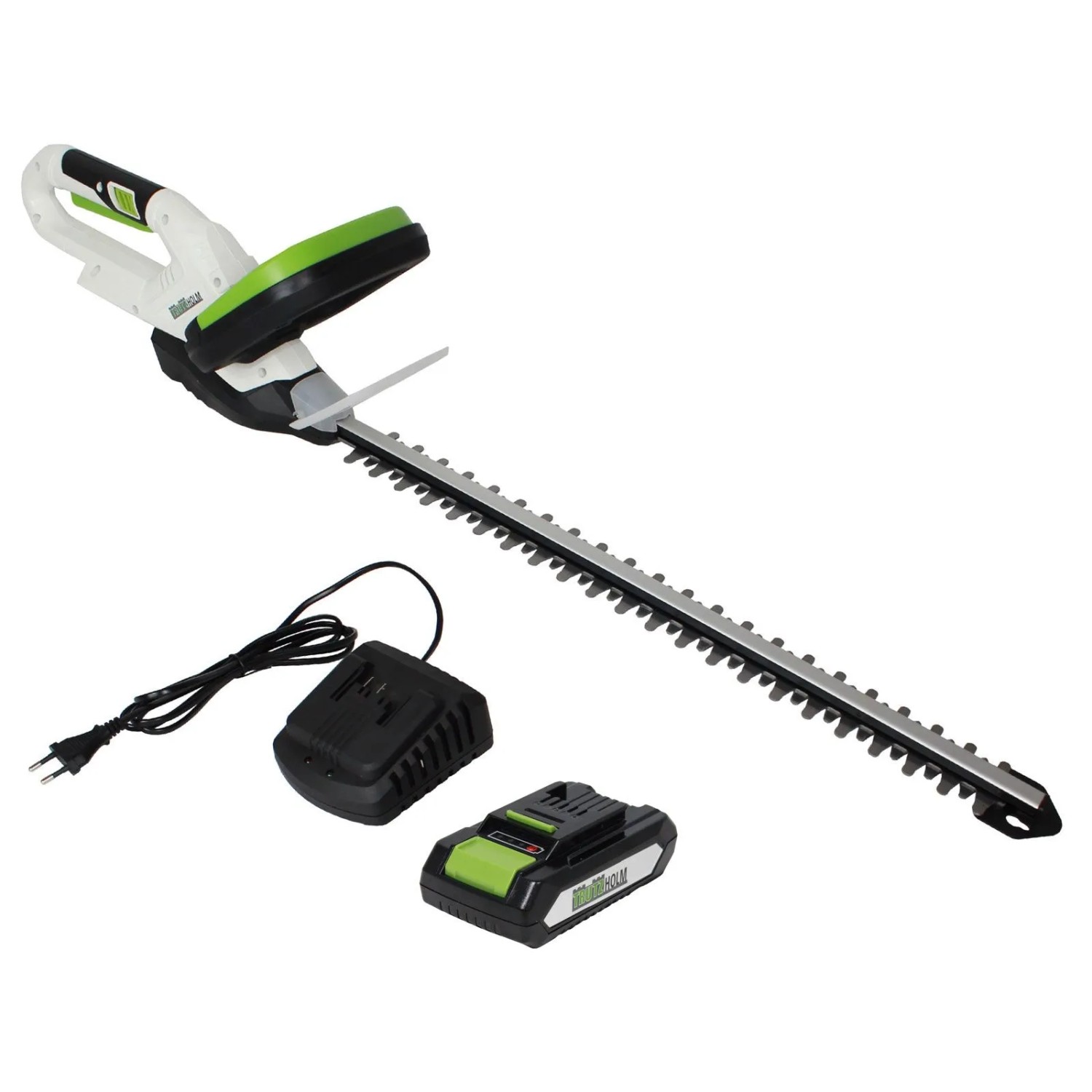 TRUTZHOLM Akku Heckenschere 20V 2Ah 520mm Schnittlänge mit Akku und Schnellladegerät