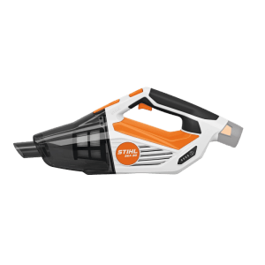Stihl Akku-Handsauger SEA 20 in Orange-Grau mit transparentem Staubbehälter und ergonomischem Griff.