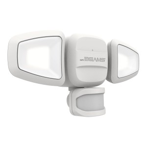 Mr Beams LED-Außenstrahler MB3200, batteriebetrieben, weiß, mit Bewegungsmelder und drei schwenkbaren Spots.