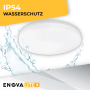 Runde, weiße ENOVALITE LED Deckenleuchte, geeignet für Feuchträume wie Badezimmer.
