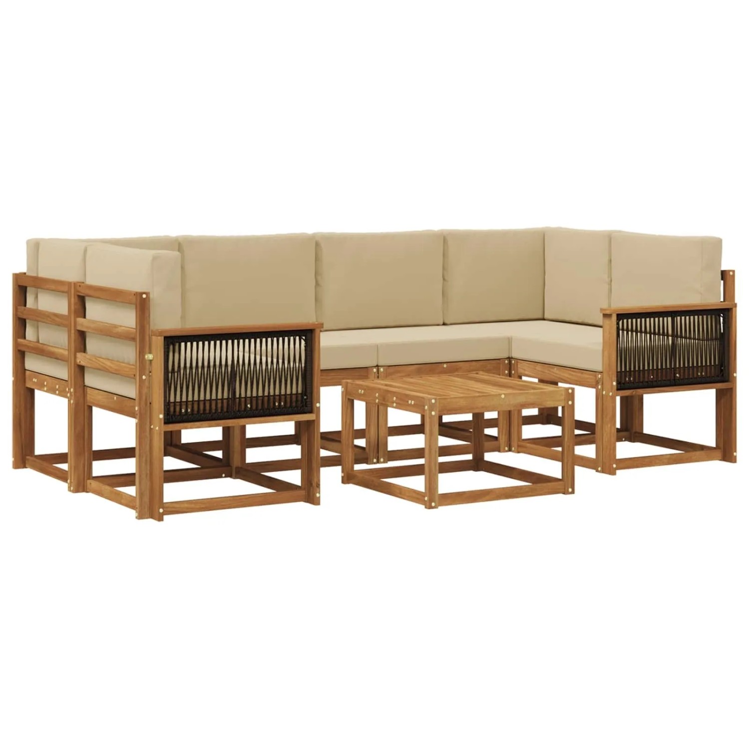 vidaXL Outdoor-Sofagarnitur mit Kissen 5 Stk Natur 3385034