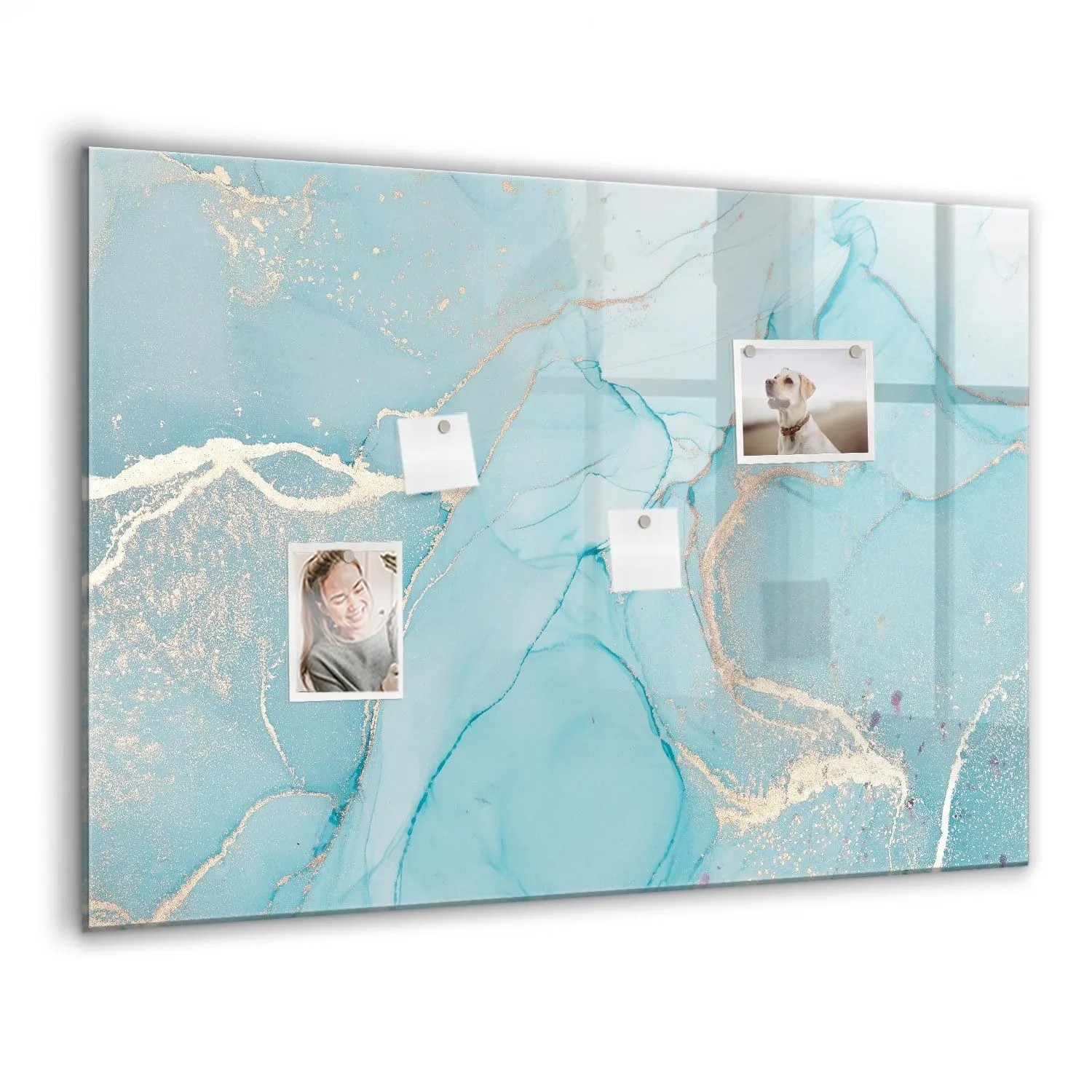 Tulup Magnetische Glastafel Dekorativer Marmor 100x70 cm Magnettafel Mit Marker Beschreibbar Schwarzer Marker Magnettafe...