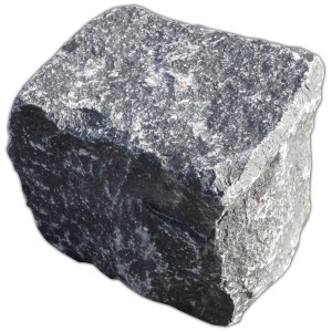 Schwarzer Basalt Pflasterstein, ca. 8x10 cm, ideal für Garten- und Grundstücksgestaltung.