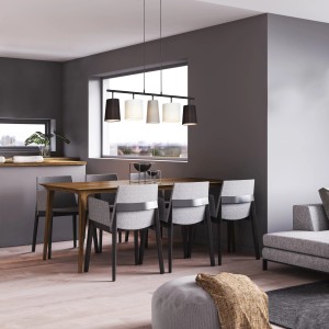 Brilo Pendelleuchte Shades, 5-flammig, schwarz. Moderne Hängeleuchte mit Textilschirmen für E14 Fassung.