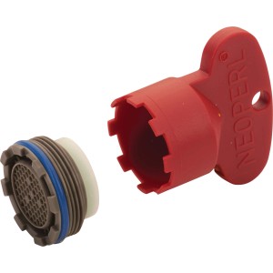 Verchromter Strahlregler M21,5 mit Montageschlüssel für Küchen- und Badarmaturen.