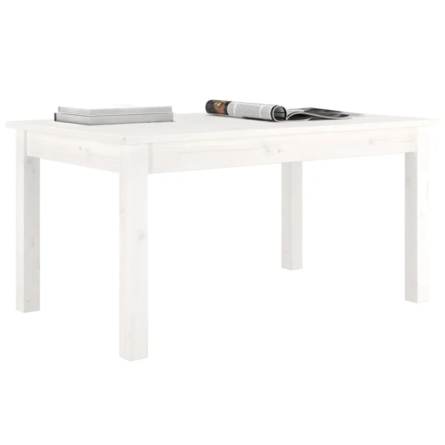 Weißer vidaXL Couchtisch (80x50x40 cm) aus massivem Kiefernholz. Wohnzimmertisch mit schlichtem Design.