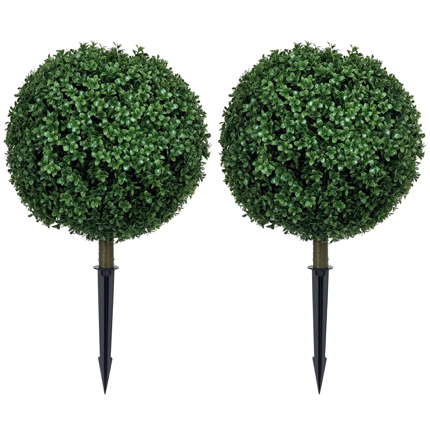Kunstpflanze 2er Set Künstliche Pflanzen mit Bodenpfählen, Fake Plant wie echt Buchsbaum, HOMCOM, Höhe 70 cm, für Wohnzimmer Schlafzimmer Büro Garten moderne Dekoration Geschenk