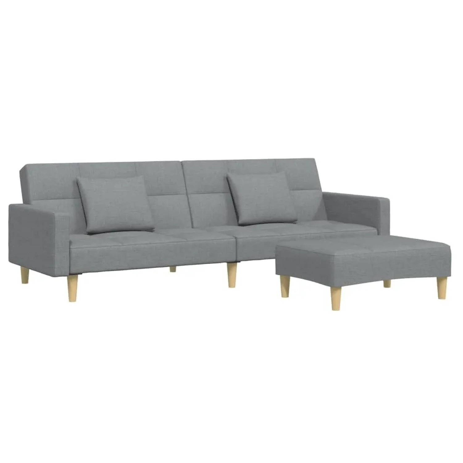 vidaXL Schlafsofa 2-Sitzer mit Fußhocker Hellgrau Stoff 3258106 günstig online kaufen