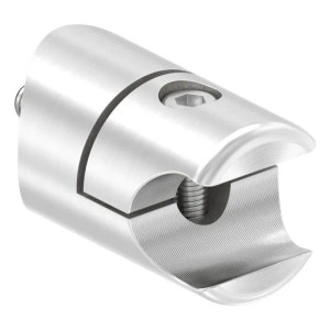 FeNau Halter Edelstahl V2A Für Klemmprofil Ø 18 mm Anschluss Ø 33,7 mm Geschliffen Korn 240