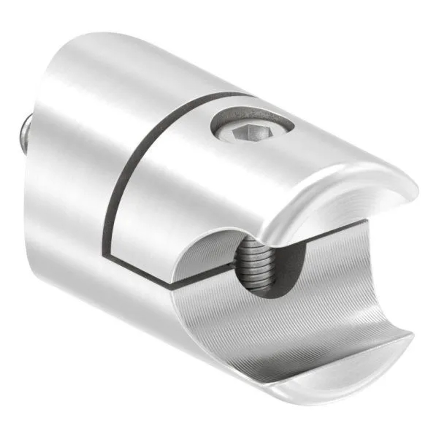FeNau Halter Edelstahl V2A Für Klemmprofil Ø 18 mm Anschluss Ø 33,7 mm Geschliffen Korn 240