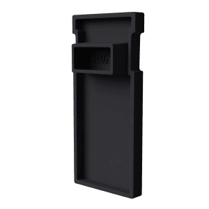 Schwarze SolMount Endkappe aus Kunststoff für 70x37 mm Montageschiene.