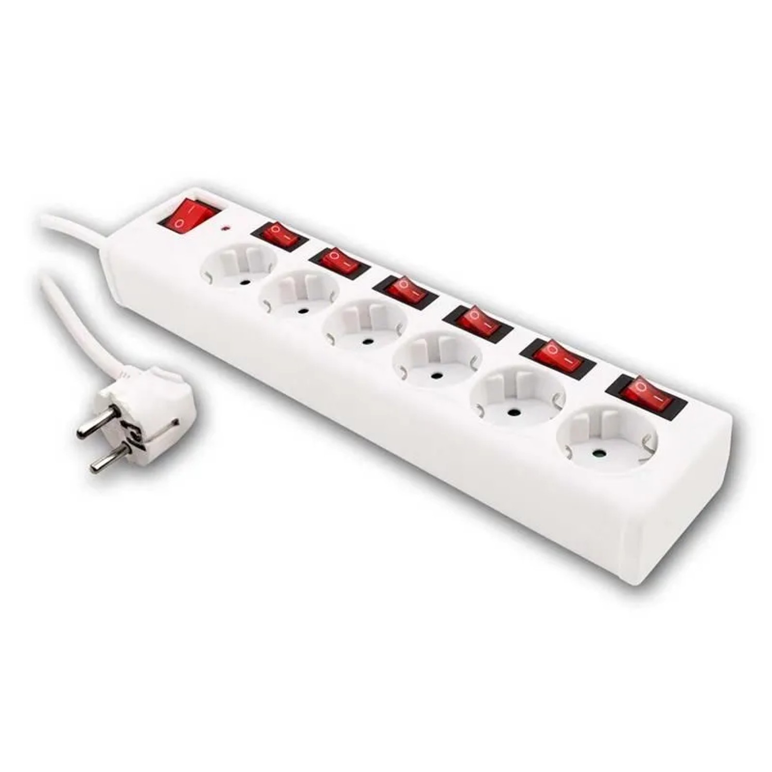 McPower Steckdosenleist mit Einzelschaltung 6-fach Weiß