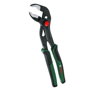 Bosch Wasserpumpenzange, 250 mm, mit grün-schwarzen Griffen und verstellbarem Kopf.