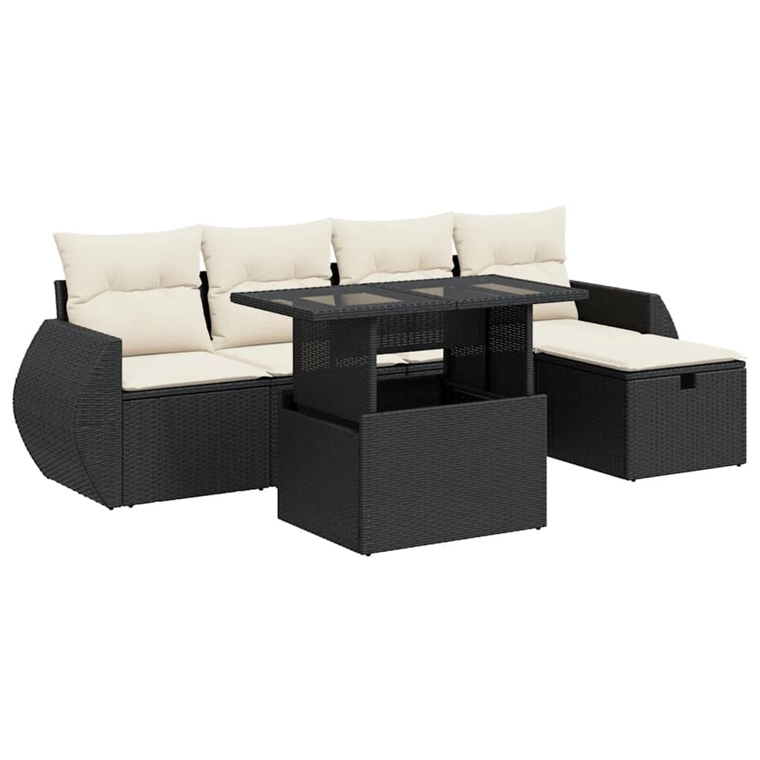 vidaXL 6-Tlg Garten-Sofagarnitur mit Kissen Schwarz Poly Rattan 3327886 günstig online kaufen
