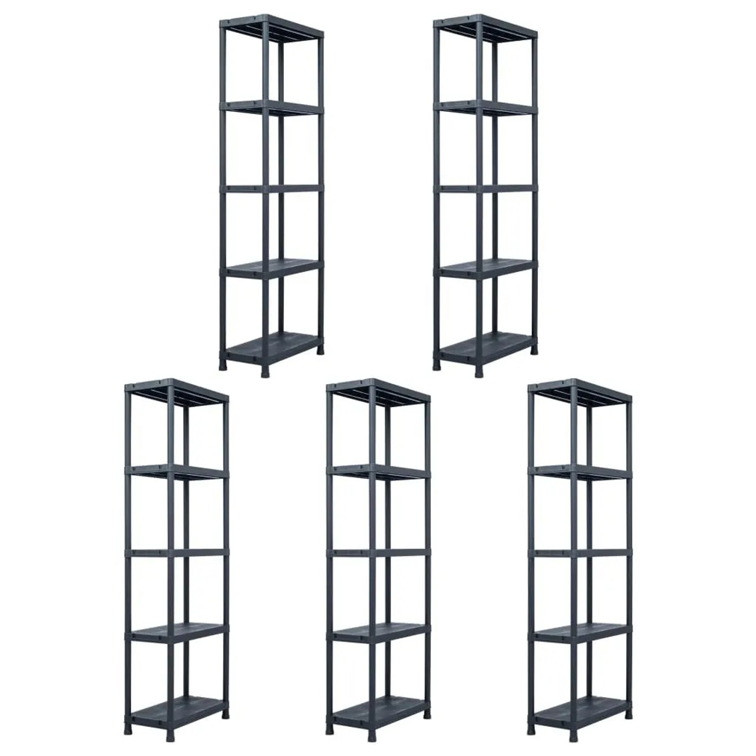 vidaXL Lagerregale 5 Stk Schwarz 125 kg 60 x 30 x 180 cm Kunststoff 276258