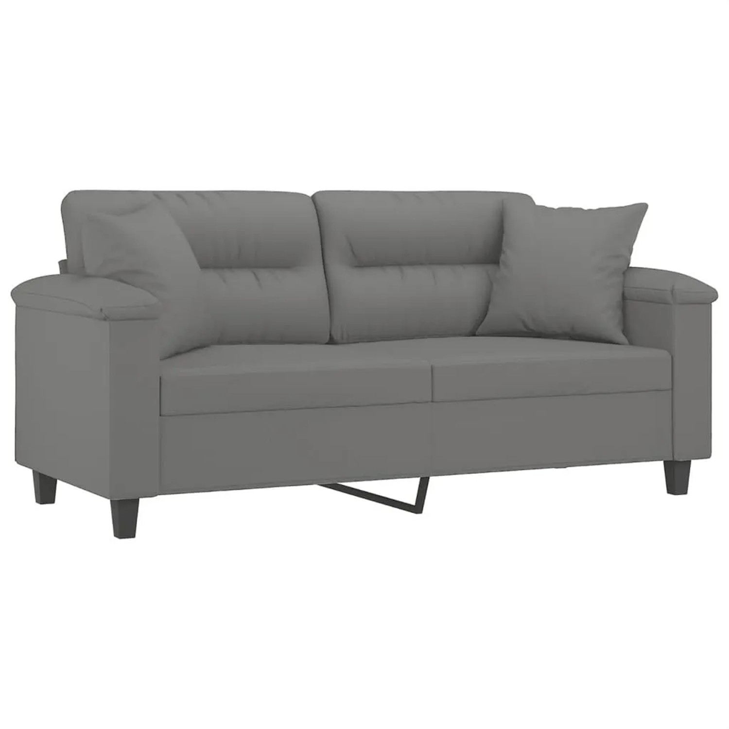 vidaXL 2-Sitzer-Sofa mit Kissen Dunkelgrau 140 cm Mikrofasergewebe 3200973 günstig online kaufen
