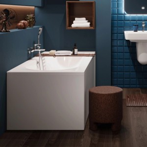 Villeroy & Boch O.novo Rechteck-Badewanne, 180x80 cm, Weiß, Acryl, mit zwei Rückenschrägen.
