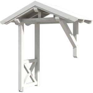 Weißes Skan Holz Haustürvordach Siegen 3, 247x116 cm, aus lasiertem Fichtenholz.