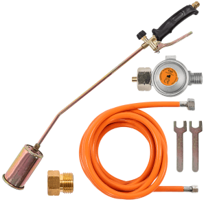 Fepro Unkrautvernichter Set mit Schlauch, Druckminderer und Zubehör. Chemiefreie Unkrautbekämpfung.