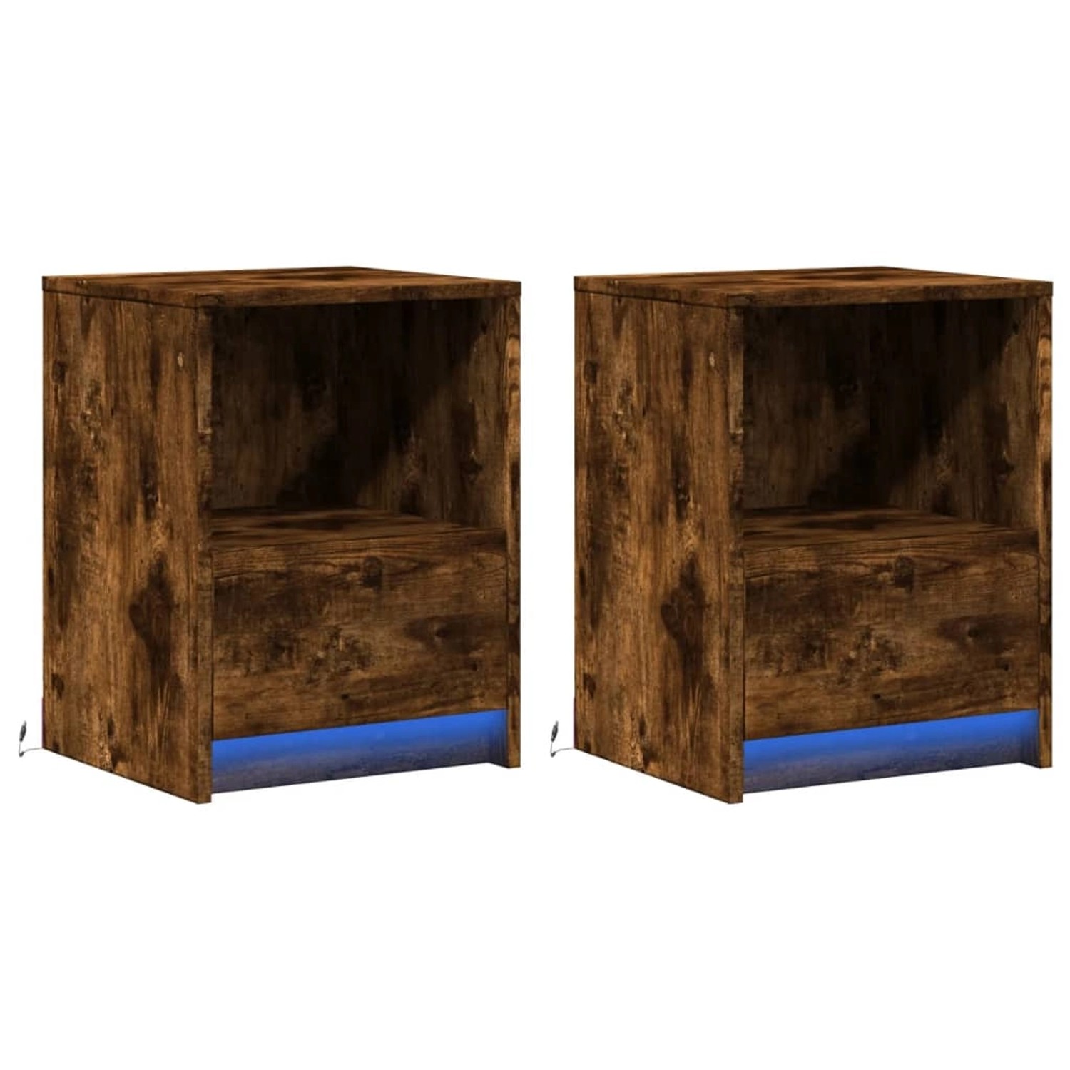 vidaXL Nachttische mit LED-Leuchten 2 Stk, Räuchereiche Holzwerkstoff 85202 günstig online kaufen