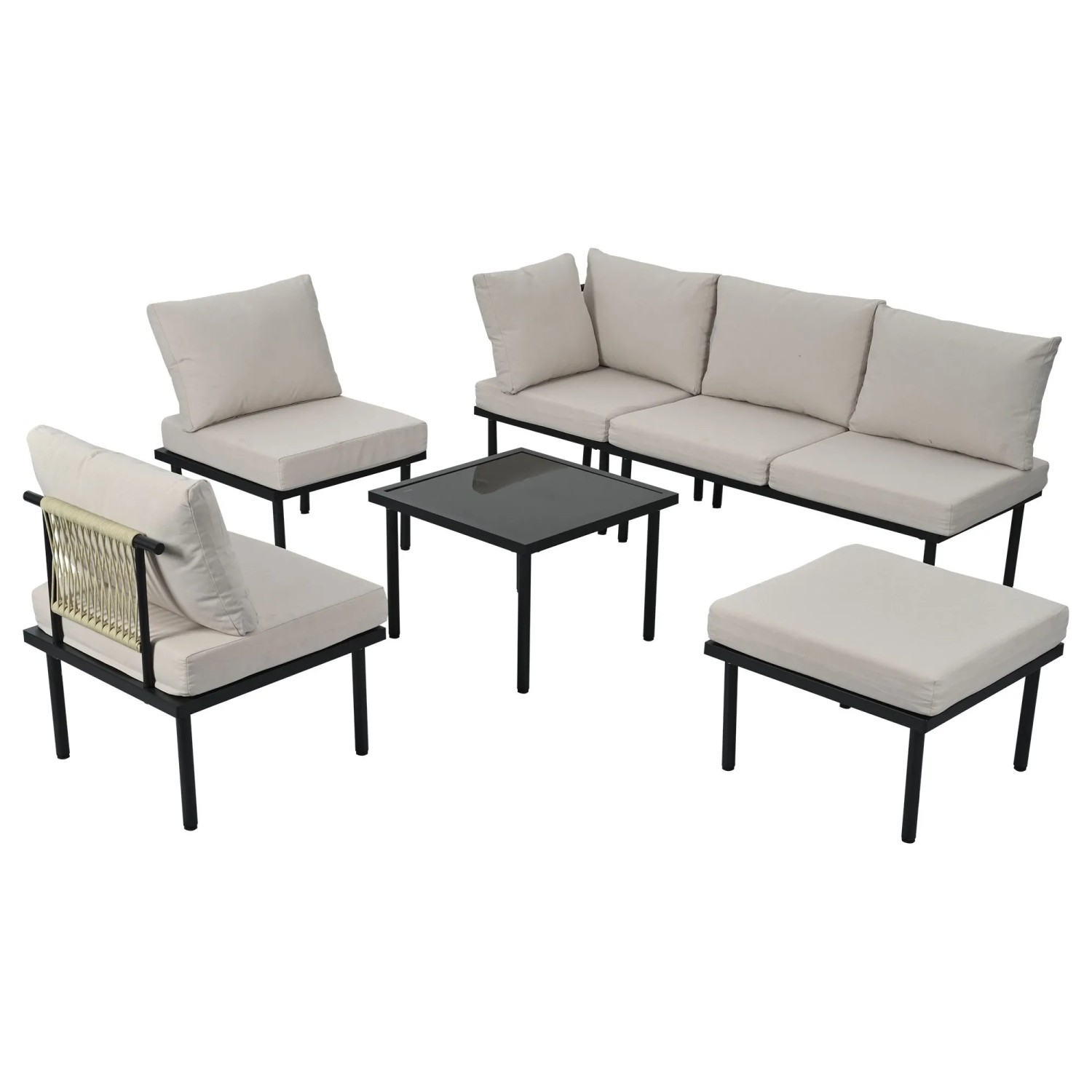 Okwish Gartenmöbel Set Garten Loungesessel Set Mit Verzinktem Eisenrahmen Beige