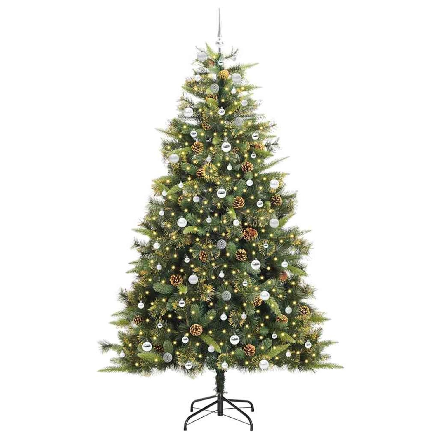vidaXL Künstlicher Klapp-Weihnachtsbaum mit Tannenzapfen Grün 240 cm 3395112