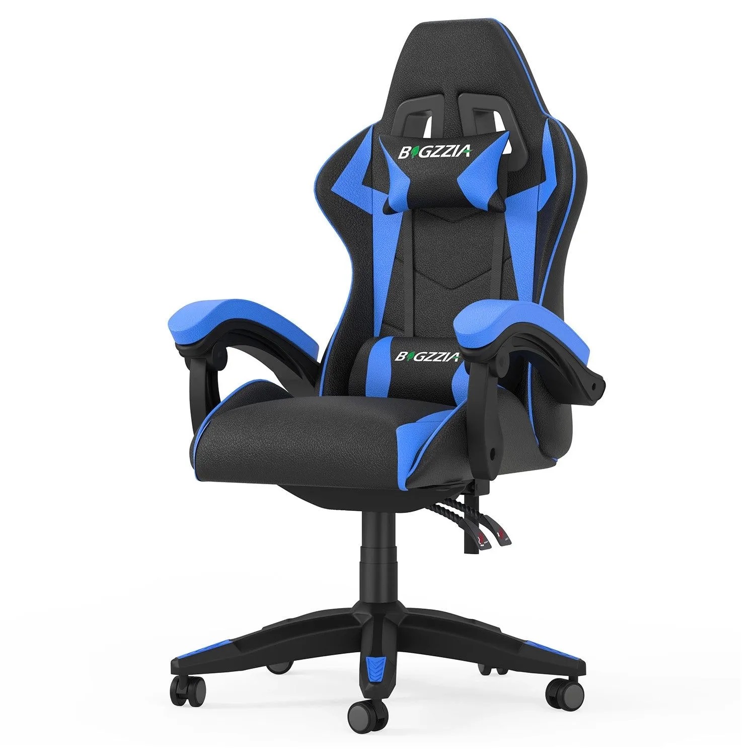 Rattantree Gaming Stuhl mit Hoher Rückenlehne PU Leder Kopf und Lendenstütze Verstellbar Blau
