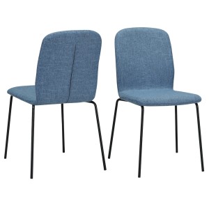 Albatros Esszimmerstühle ENNA, 4er Set, blau, mit Stoffbezug und schwarzen Metallbeinen.
