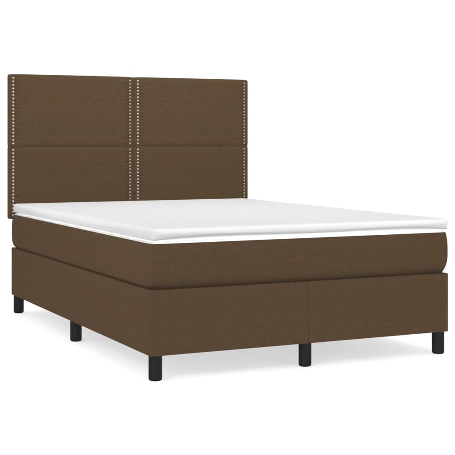vidaXL Boxspringbett mit Matratze Dunkelbraun 140x200 cm Stoff 3141700