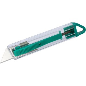 Wolfcraft Sicherheitsmesser mit Trapezklinge, Kunststoffgehäuse, automatischem Klingeneinzug.