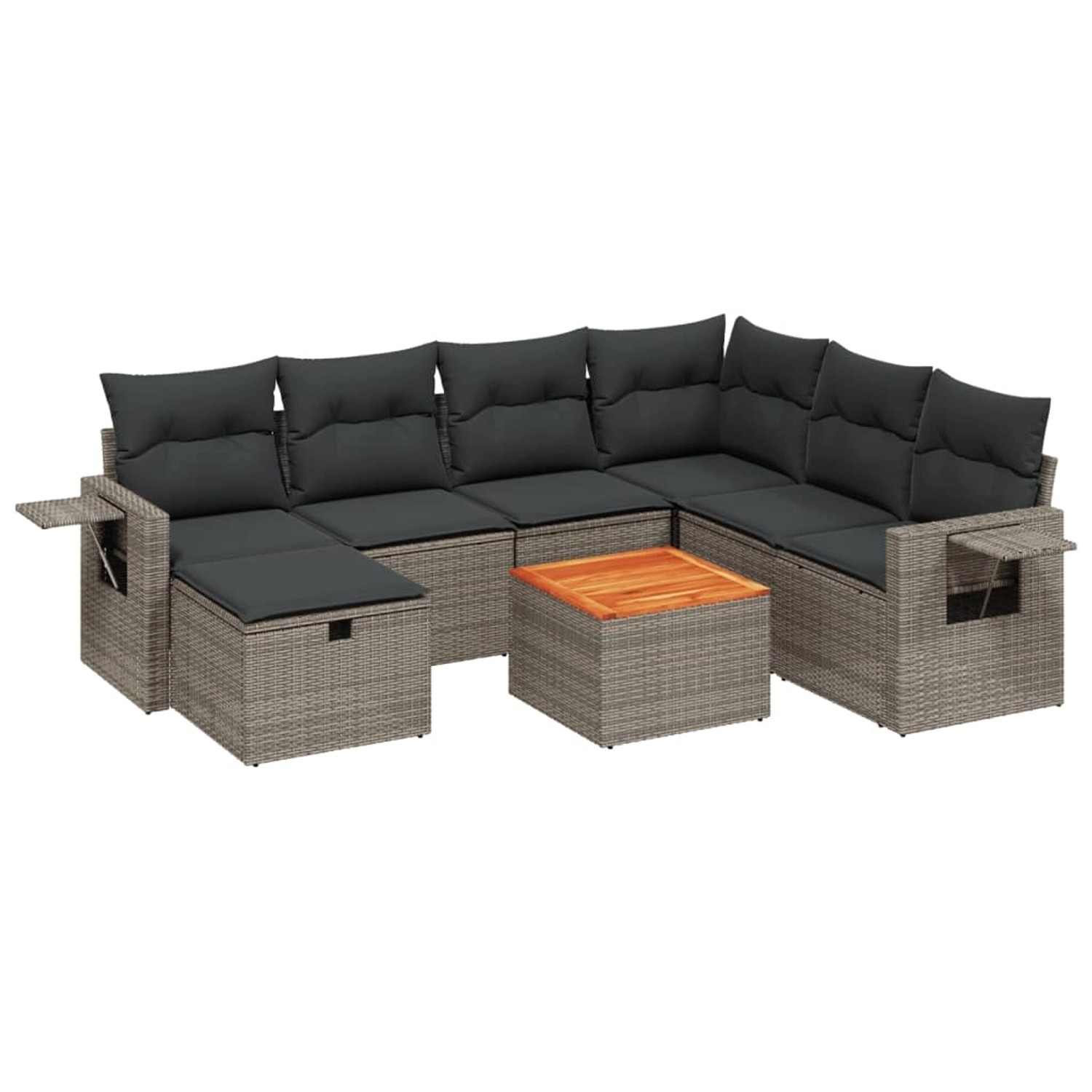 vidaXL 8-Tlg Garten-Sofagarnitur mit Kissen Grau Poly Rattan 3264966 günstig online kaufen
