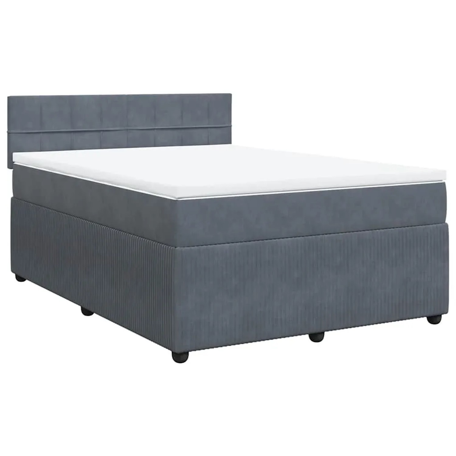 vidaXL Boxspringbett mit Matratze Dunkelgrau 140x200 cm Samt 3287759