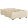 Cremefarbenes vidaXL Boxspringbett 120x190 cm mit Lattenrost und silbernen Füßen.