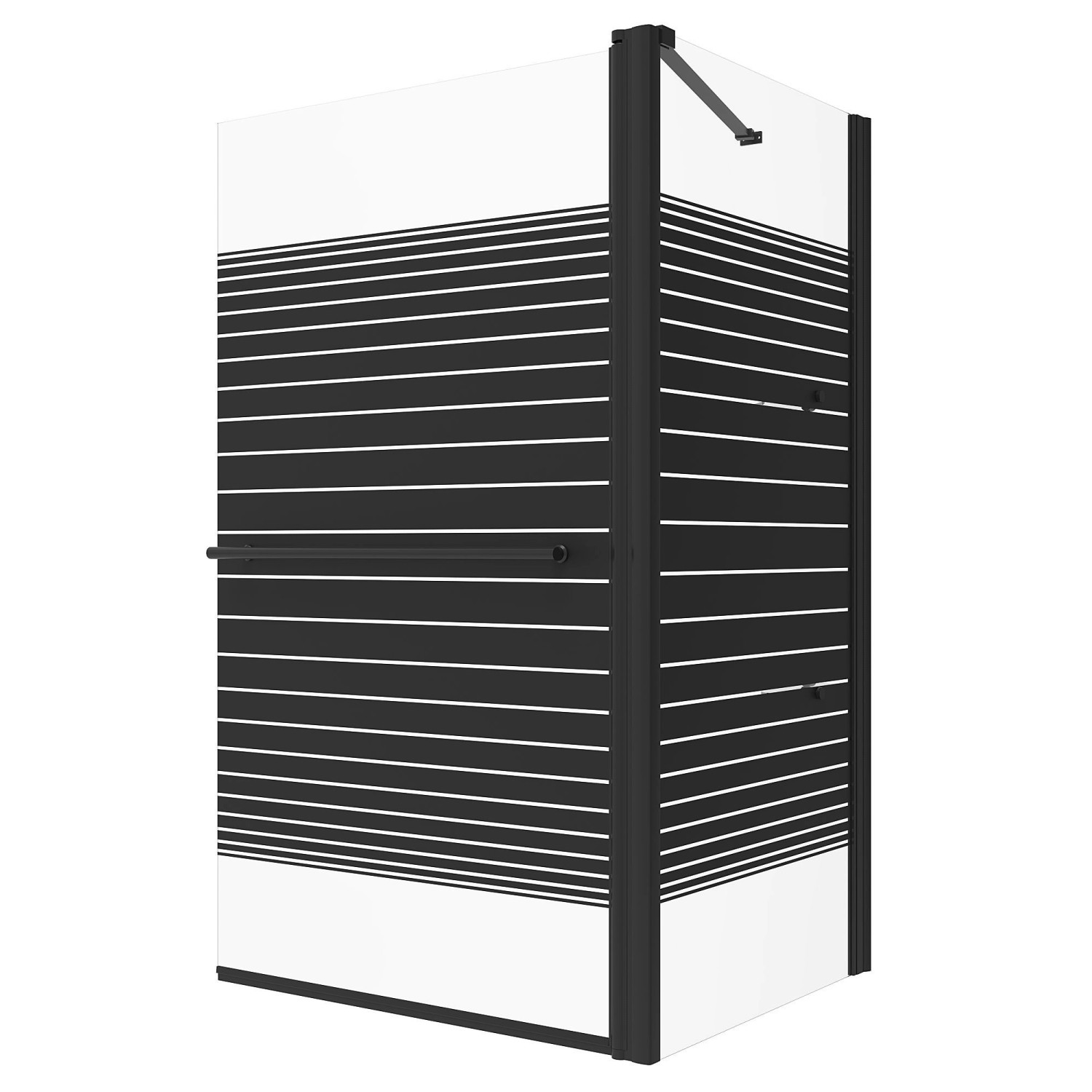 Aquabatos Badewannenaufsatz 2 tlg. mit Seitenwand Schwarz Matt Badewanne Duschabtrennung Duschwand aus 5 mm ESG mit Nano...