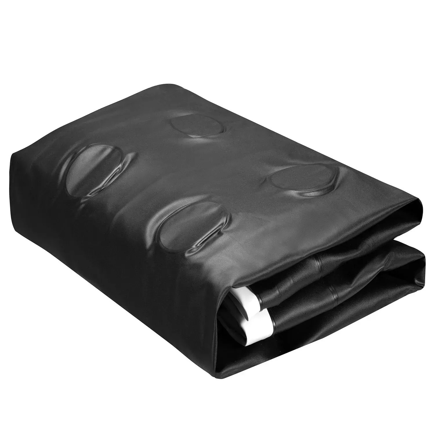 Zusammengefaltetes, schwarzes Juskys Luftbett Sapri L. Ideal für Camping oder als Gästebett.