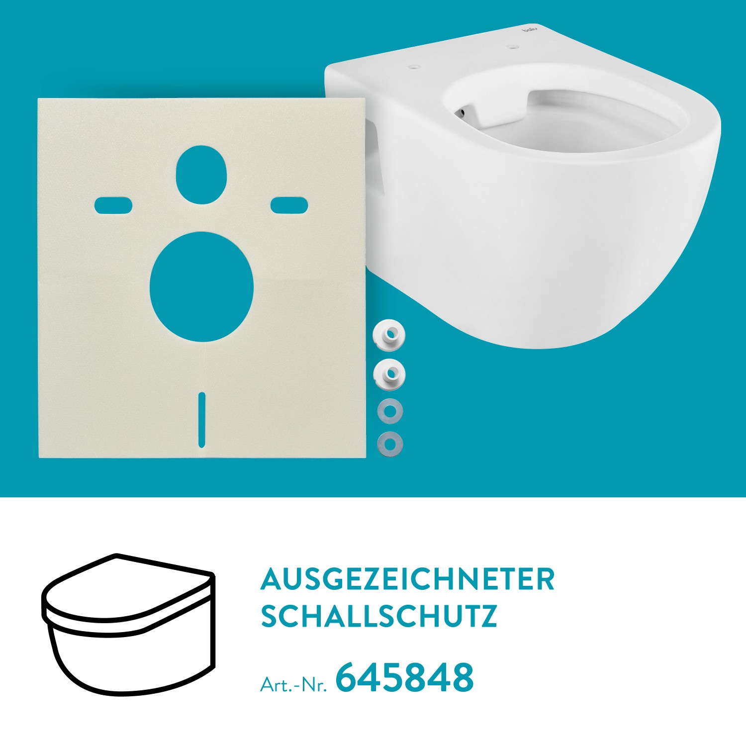 baliv Wand WC-Set Rockport, Tiefspüler, spülrandlos, weiß mit Schallschutz