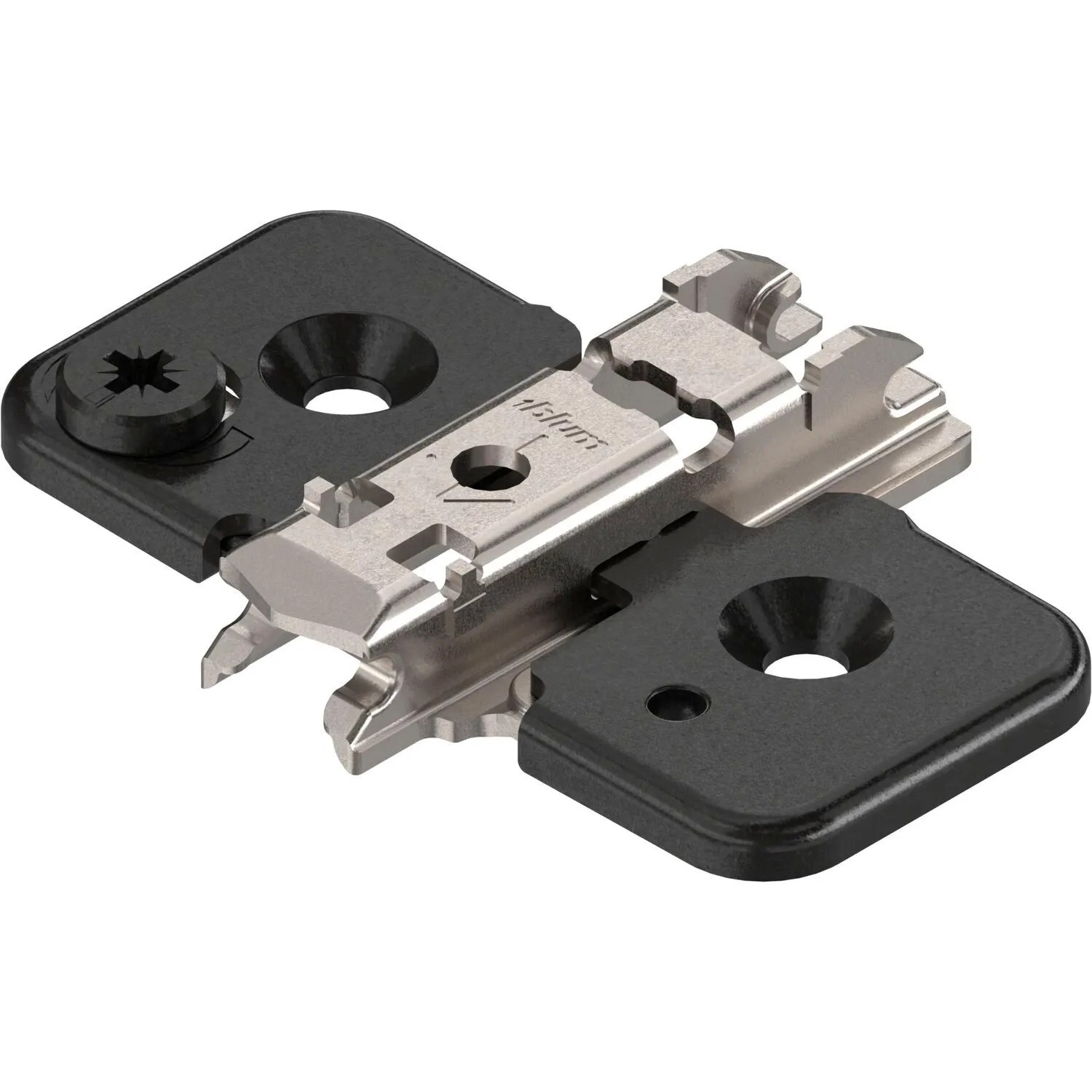 Blum Exzenter-Kreuzmontageplatte Clip Onyx Stahl Schrauben Distanz 0 mm