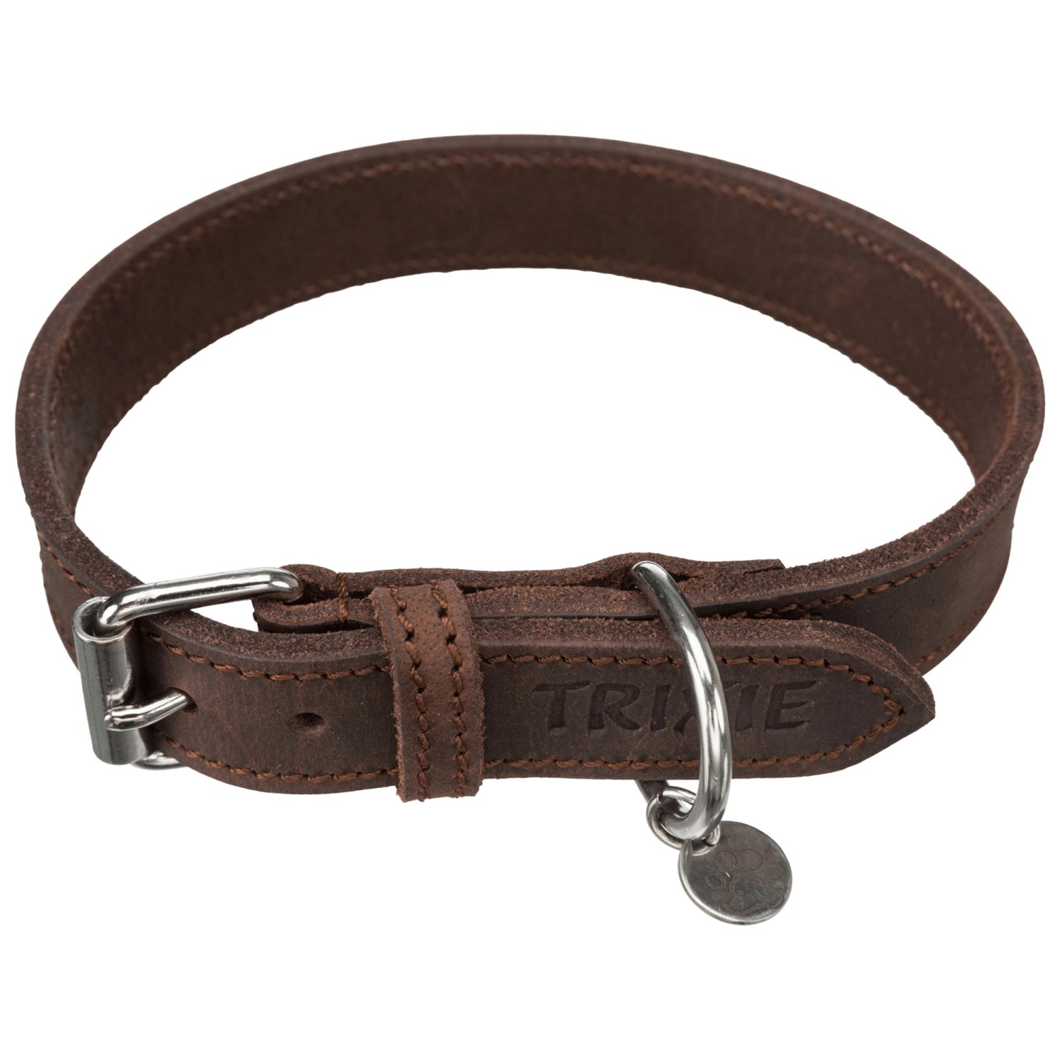 Trixie Fettleder-Halsband Rustic 48 - 56 cm x 30 mm Dunkelbraun