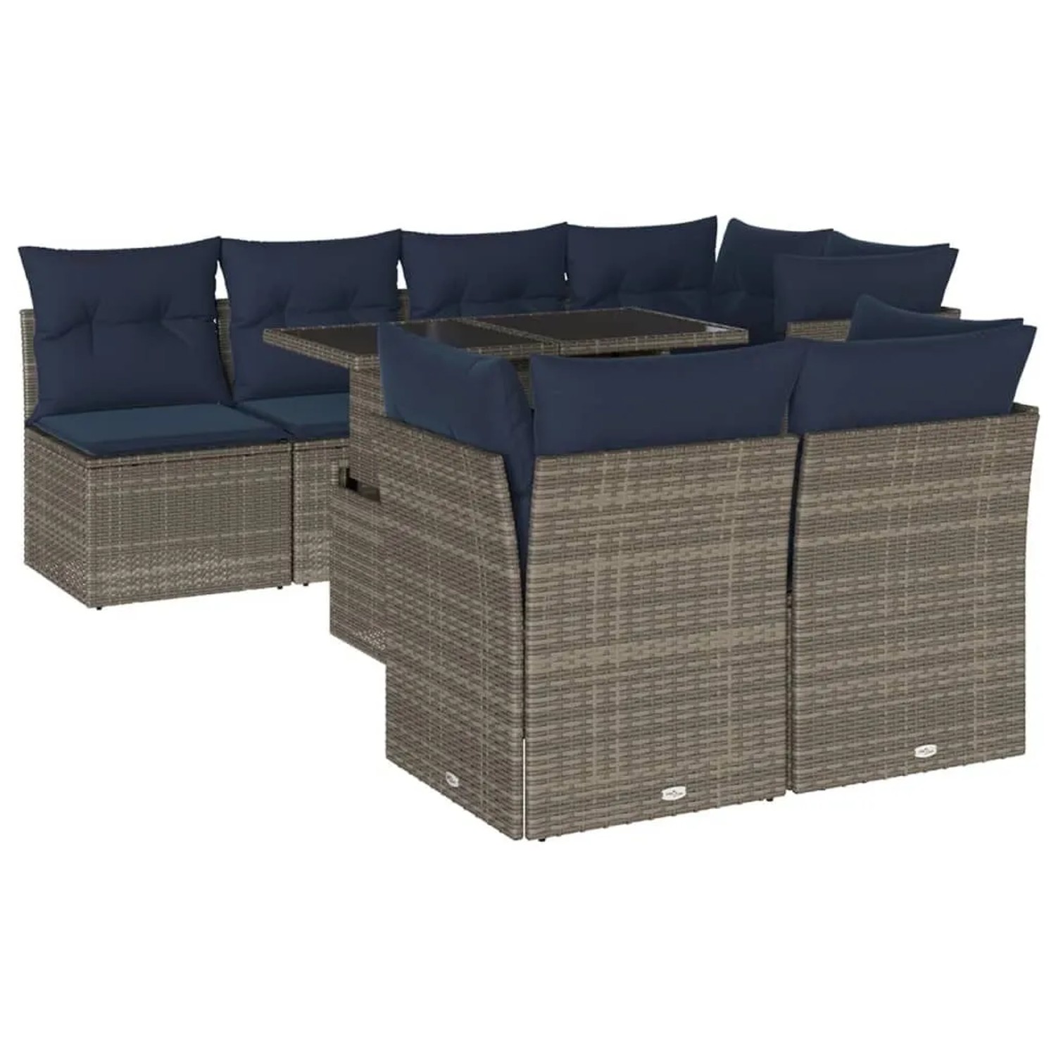 vidaXL 8-Tlg Gartensofa-Set mit Kissen Grau Polyrattan 3266411 günstig online kaufen