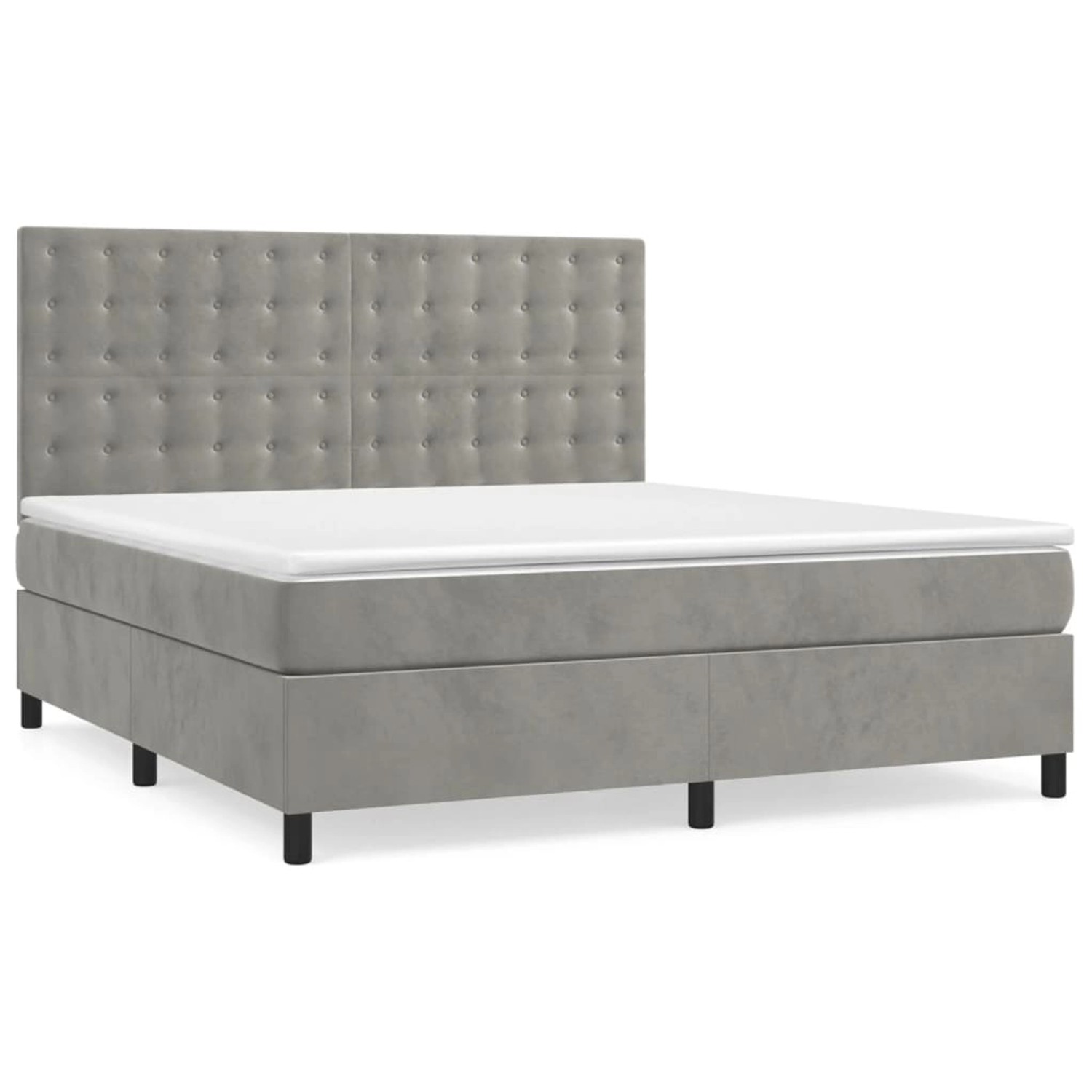 vidaXL Boxspringbett mit Matratze Hellgrau 180x200 cm Samt 3143277 günstig online kaufen