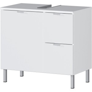 Germania Waschbeckenunterschrank GW-MAURESA, weiß, 60 cm breit, mit zwei Schubladen und silbernen Füßen.