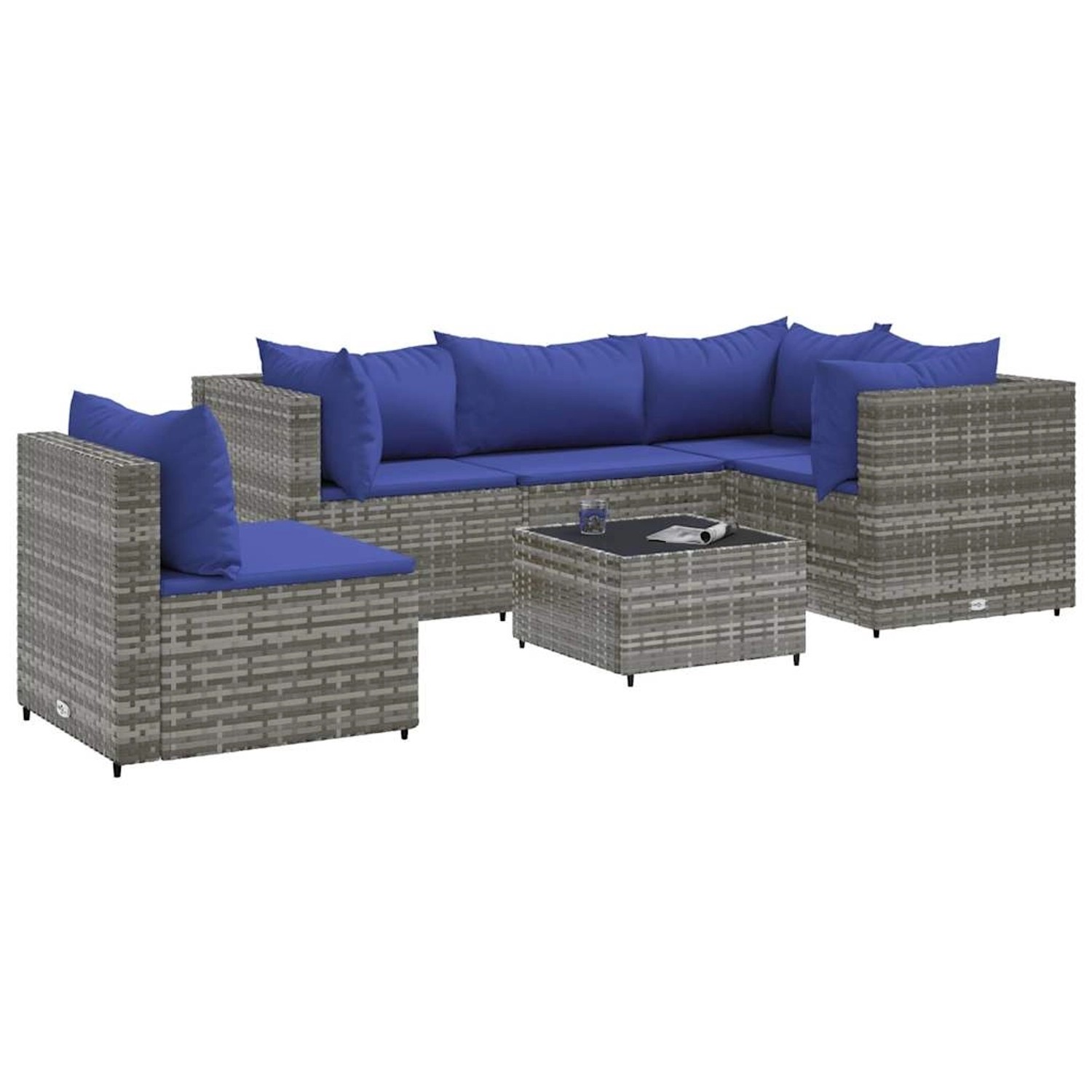 vidaXL 6-tlg Garten-Lounge-Set mit Kissen Grau Poly Rattan Modell 78 günstig online kaufen