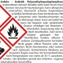 Gefahrzeichen: Achtung, entzündlich, gesundheitsschädlich. Sicherheitsinformationen beachten!