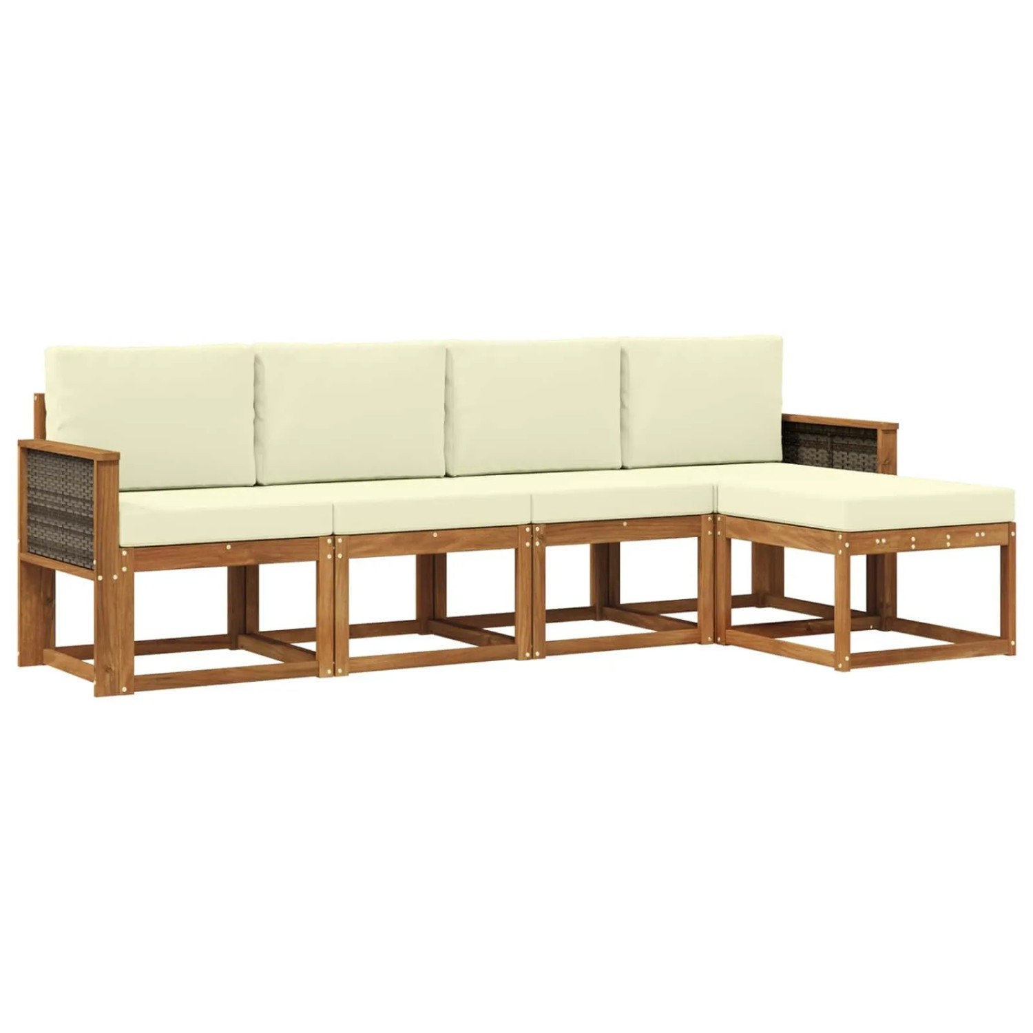 vidaXL Outdoor-Sofagarnitur 5 Stk Natur und Creme Polyester 3385126