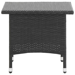 Schwarzer vidaXL Beistelltisch aus Poly Rattan, 50x50x47 cm, ideal für Garten und Terrasse.