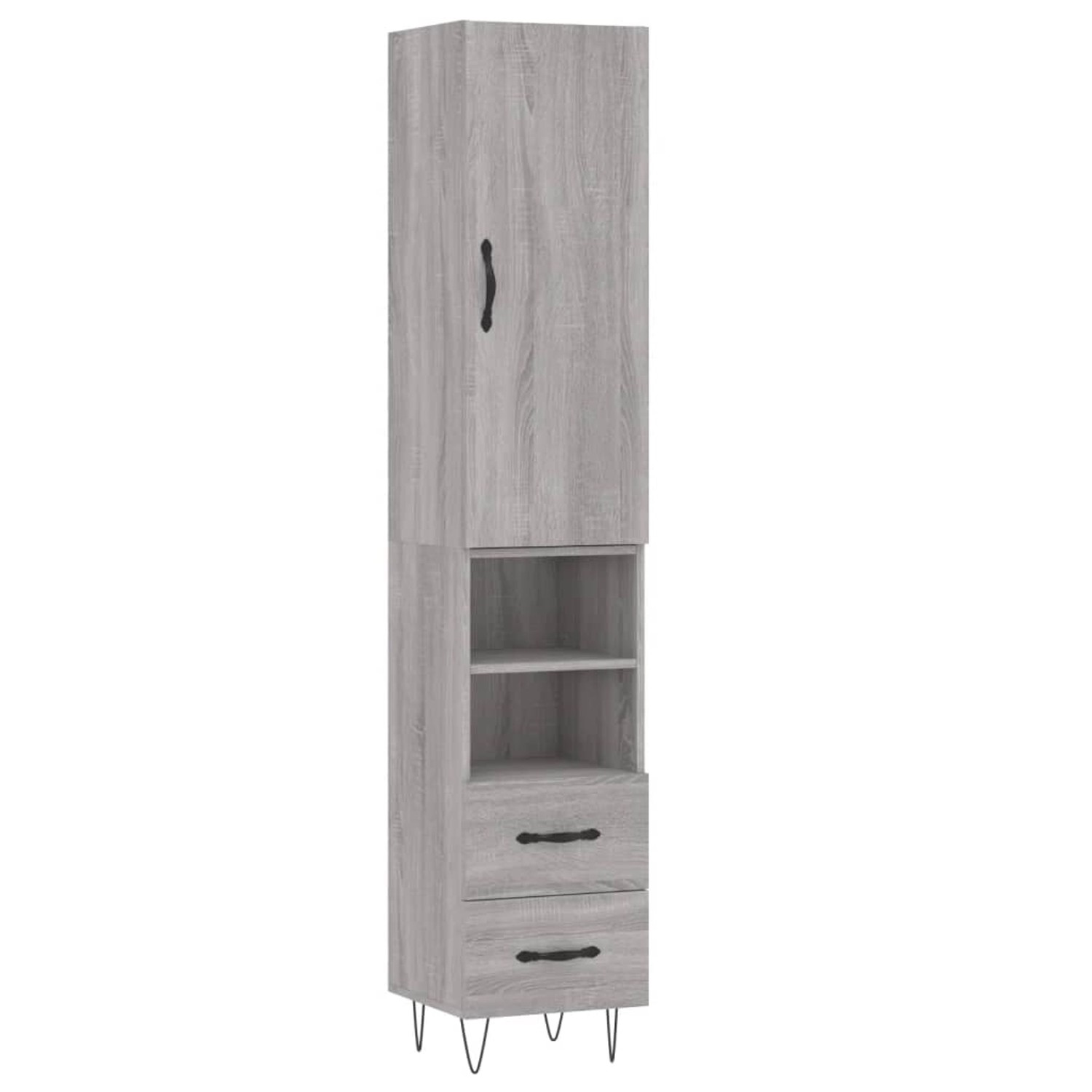vidaXL Highboard Grau Sonoma 34,5x34x180 cm Holzwerkstoff 3198951 günstig online kaufen