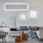 Moderne LED-Deckenleuchte Edging in Weiß, quadratisch und rechteckig, im Wohnraum.