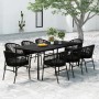 Schwarze 9-tlg. vidaXL Garten-Essgruppe mit Tisch und Rattanstühlen im Außenbereich.