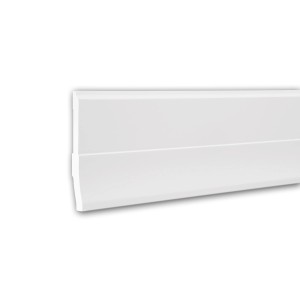 Weiße PROFHOME Sockelleiste aus Polyurethan, 200 cm lang, für den Innenbereich.