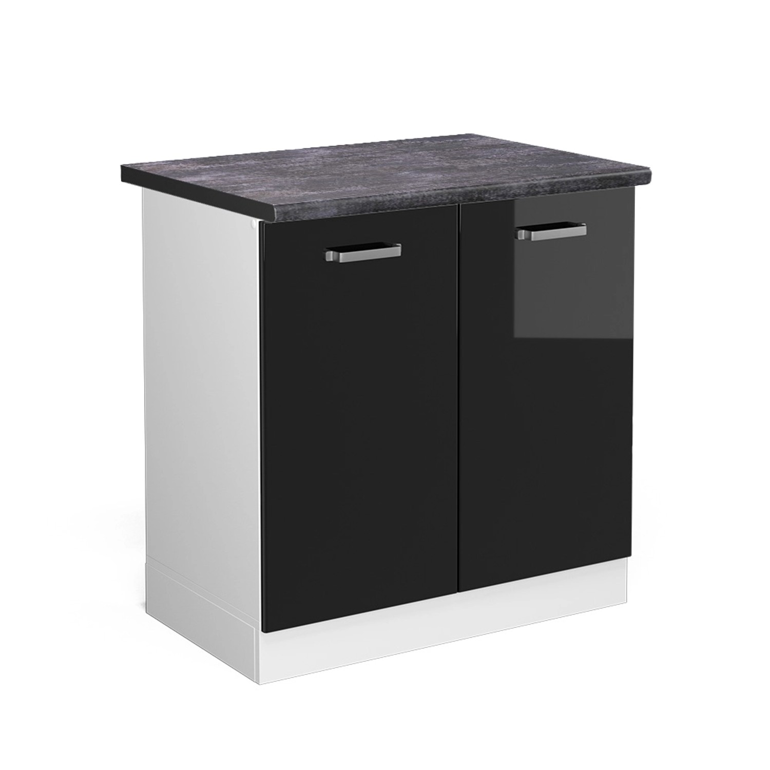 Thumbnail - Vicco Spülenunterschrank R-Line Schwarz Hochglanz/Weiß 80 cm AP Anthrazit